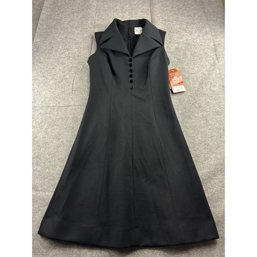 VTG Butte Knit Mod 60's Tank Dress Front Button Dacron Sexy Corporate Women 12
